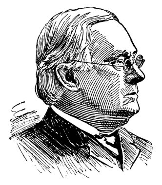 George F. Hoar, 1826-1904, o bir tanınmış ABD'li siyasetçi ve Massachusetts, vintage çizgi çizme veya oyma illüstrasyon ABD senatörü oldu