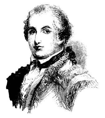 Daniel Morgan, 1736-1802, o Amerikan öncü, asker, siyasetçi ve bir Virginia, vintage çizgi çizme veya oyma illüstrasyon