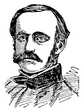 Amiral John Dahlgren, 1809-1870, o kim onun hizmetin mühimmat bölümü kurulmuş ve topçu, vintage çizgi çizme veya oyma illüstrasyon önemli gelişmeler başlattı Amerika Birleşik Devletleri Deniz Kuvvetleri ve siyasetçi