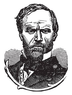 Genel William Tecumseh Sherman, 1820-1891, o Amerikalı bir asker, iş adamı, yazar ve, sendika Ordusu'nda Amerikan İç Savaşı, vintage çizgi çizme veya oyma illüstrasyon sırasında yapıldı.