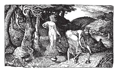 Brook 19. yüzyıl boyunca İngilizce bir grafiker, vintage çizgi çizme veya oyma illüstrasyon.