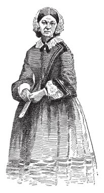 Florence Nightingale, İngiliz sosyal reformcu ve istatistikçi ve modern hemşirelik, vintage çizgi çizme veya illüstrasyon oyma kurucusu o 1820-1910, oldu