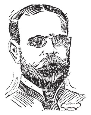 John Sousa, 1854-1932, bir ABD'li besteci ve orkestra şefi geç Romantik dönem, vintage çizgi çizme veya oyma illüstrasyon biriydi