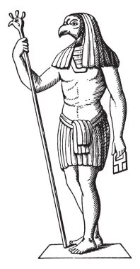 Bu görüntüde kimin yüzü bir akbaba gibi ve bir ucu, vintage çizgi çizme veya oyma illüstrasyon kuş resmi elinde bir sopa var bir adam var..