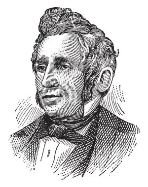 Charles Goodyear, 1800-1860, o bir Amerikalı kimyager ve sertleştirilmiş kauçuk, vintage çizgi çizme veya oyma illüstrasyon geliştirilen üretim mühendisi olarak
