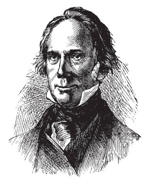 Henry Clay, o 1777-1852, oldu bir Amerikalı bir avukat, devlet adamı, yetenekli hatip, Amerika Birleşik Devletleri Senatör Kentucky ve ABD Temsilciler Meclisi, vintage çizgi çizme veya oyma illüstrasyon hoparlör