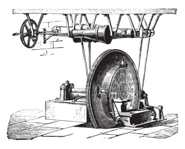 Elmas, vintage oyulmuş illüstrasyon makine tekerlekli doğrultma. Endüstriyel ansiklopedi E.-O. Lami - 1875