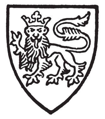 Lisle gümüş leopar çizim veya illüstrasyon oyma altın, vintage çizgi taç Gules delik.