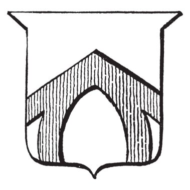 Enarched Chevron gümüştür veya argent ve kırmızı veya gules chevron, vintage çizim veya gravür çizim satırı.