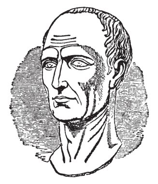 Julius Caesar, M.ö. 100 - M.ö. 44, Romalı politikacı ve general, Latin nesir, vintage çizgi çizme veya oyma illüstrasyon yazarı olarak ünlü biriydi
