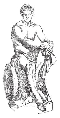 Ludovisi Ares bilinen Mars'ın bir Antonine Roma mermer heykel sayılır. O elmas veya böylece onun Yunan adı, Ares, vintage çizgi çizme veya oyma illüstrasyon alır Roma tanrısı oldu Lysippus ile ilişkilidir.