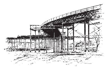 Bir yükseltilmiş demiryolu şirketi Manhattan ve Bronx, vintage çizgi çizme veya oyma illüstrasyon Manhattan demiryolu şirketi oldu.