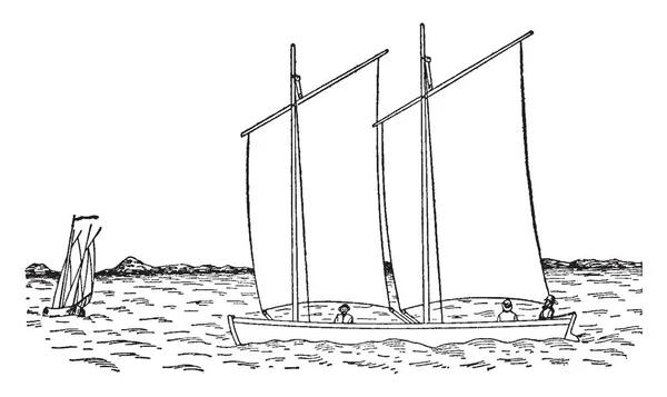Veleiro Movido Vento Com Mastros Quadrados Equipados Conhecidos Como Brigue — Vetor de Stock