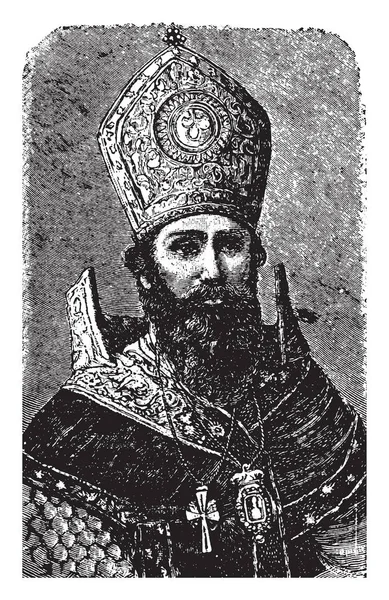 Vescovo Armeno Leader Religioso Armenia Illustrazione Linee Vintage Incisione — Vettoriale Stock