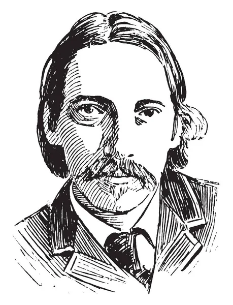 ロバート スティーブンソン 1850 1894 彼はスコットランドの小説家 エッセイスト 旅行作家のビンテージ線描画や彫刻イラスト — ストックベクタ