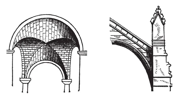 Arco Curvado Simétrico Estructura Que Abarca Apertura Típicamente Dibujo Línea — Archivo Imágenes Vectoriales