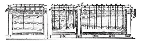 Baño Refinación Cobre Después Tofahrn Secciones Transversales Longitudinales Ilustración Grabada — Archivo Imágenes Vectoriales