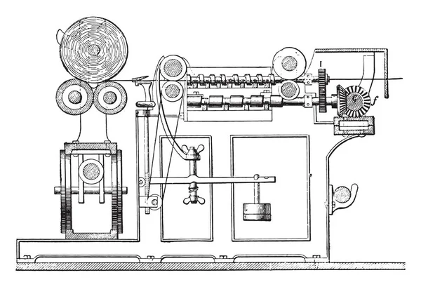 Bewegung Schrauben Kiemenkasten Vintage Gravierte Illustration Industrieenzyklopädie Lami 1875 — Stockvektor