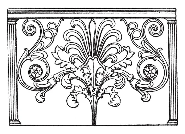 Trellis Parapet Disegno Pergamene Asta Piegata Parallelamente Tetto Piastra Del — Vettoriale Stock