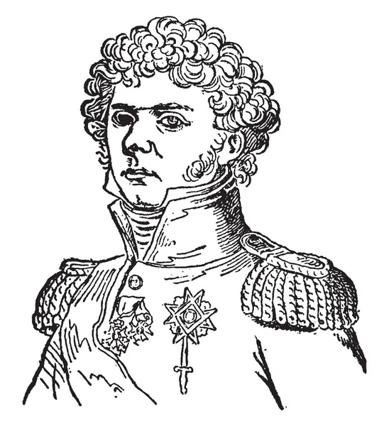 Bernadotte 1764 1844 他是一个著名的法国将军 复古线画或雕刻插图 — 图库矢量图片