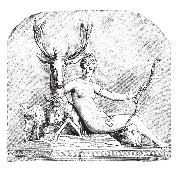 ダイアンは ルーヴル美術館 ビンテージの刻まれた図でジャン Goujon 産業百科事典 1875 — ストックベクタ
