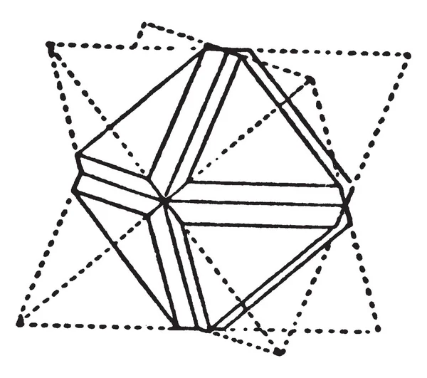 Diagramme Représente Octaèdre Avec Bord Sillon Dessin Ligne Vintage Illustration — Image vectorielle