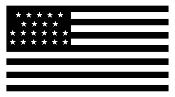 スター アメリカ合衆国国旗 1819 このフラグは 旗の左上隅で白と青の四角形とを交互に赤の横縞 白い四角形 ビンテージの線描画や彫刻イラスト内 先の尖った星 — ストックベクタ