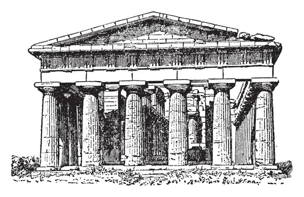 Templo Poseidón Paestum Según Mitología Griega Lugar Donde Egeo Rey — Archivo Imágenes Vectoriales