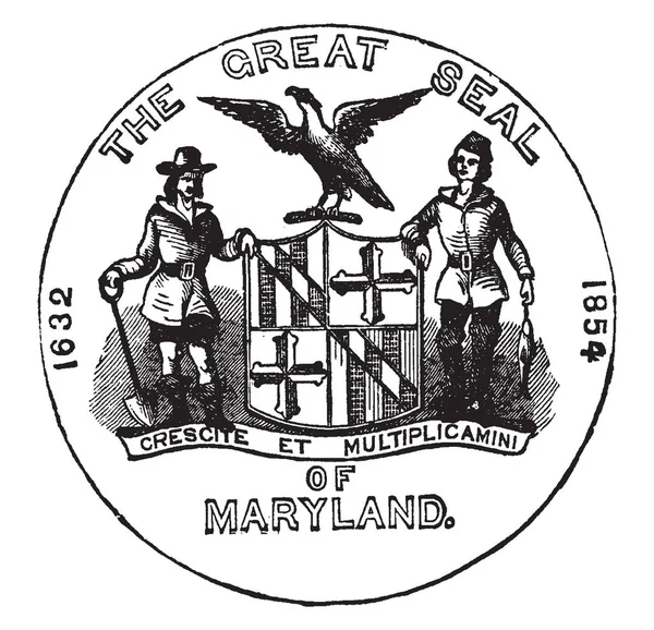 Selo Oficial Estado Norte Americano Maryland 1889 Este Selo Forma — Vetor de Stock