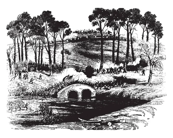 安蒂特姆战役也被称为夏普斯堡战役 特别是在美国南部 复古线条画或雕刻插图 — 图库矢量图片