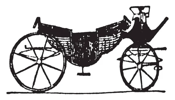 是一种快乐的马车 它的顶部可能被抛出打开或关闭在乐趣 复古线条画或雕刻插图 — 图库矢量图片