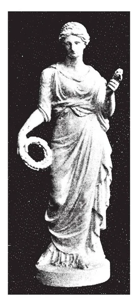 Demeter Resmi Yunan Mitolojisinde Mısır Tahıl Hasat Vintage Çizgi Çizme — Stok Vektör