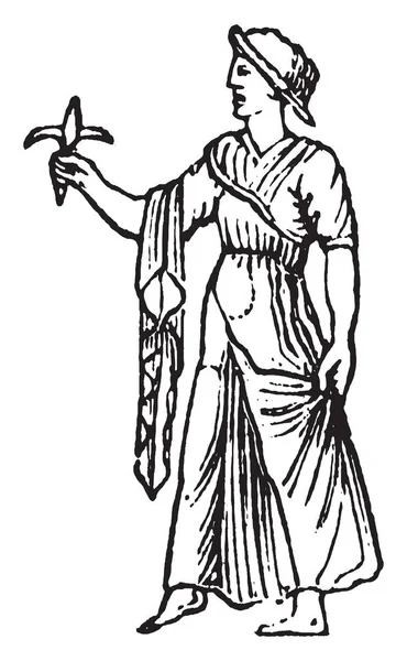 Картина Уособленням Римської Щастя Він Носить Історичних Довгі Сукні Нього — стоковий вектор