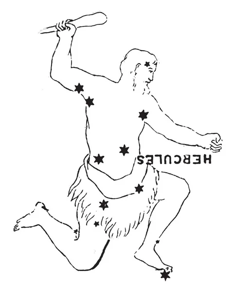 ヘラクレス ビンテージの線描画や彫刻図の星のグループ — ストックベクタ