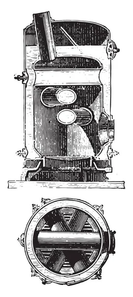 Boiler Distillers Crossed Vintage Engraved Illustration Industrial Encyclopedia Lami 1875 — Stock Vector