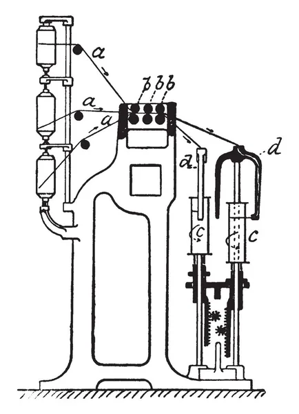 Cette Illustration Représente Roving Machine Avec Réglage Crémaillère Pignon Pour — Image vectorielle