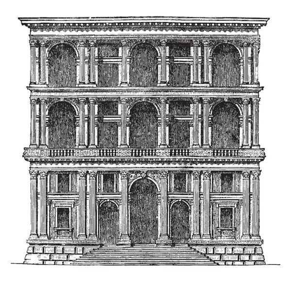 베니스 세기의 절반의 제작의 결정된 Grimani 궁전이이 건축가 상당한 빈티지 — 스톡 벡터