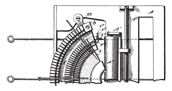 Esta Ilustração Representa Early Design Typewriter Desenho Linha Vintage Gravura — Vetor de Stock