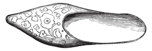 世紀後半に ヴィンテージの刻まれた図で貴族の靴 産業百科事典 1875 — ストックベクタ