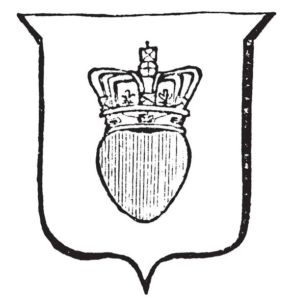 Знак Королівською Короною Вінтажний Малюнок Лінії Або Гравюрна Ілюстрація — стоковий вектор