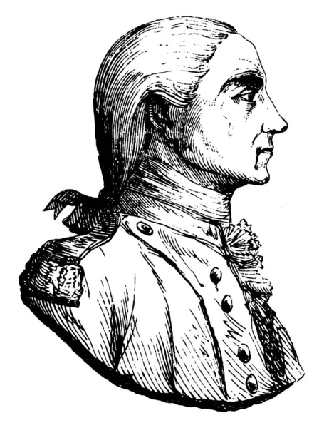 1747 1792 他是美国第一位著名的海军司令在美国革命战争 著名作为美国海军的父亲 复古线绘画或雕刻例证 — 图库矢量图片