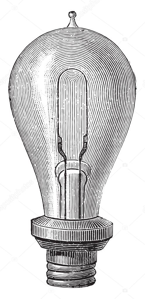 Edison's incandescent lamp, vintage engraved illustration. Industrial encyclopedia E.-O. Lami - 1875