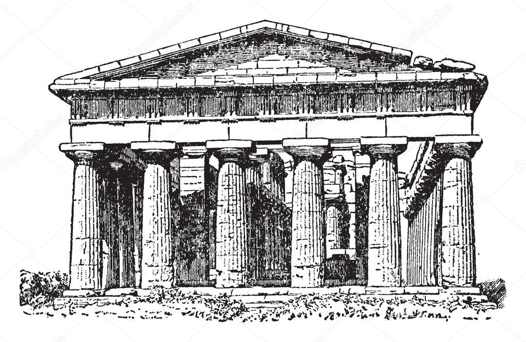 Poseidon Temple,  at Paestum, According to Greek Mythology, the spot where Aegeus, King of Athens, leapt to his death off the cliff, 