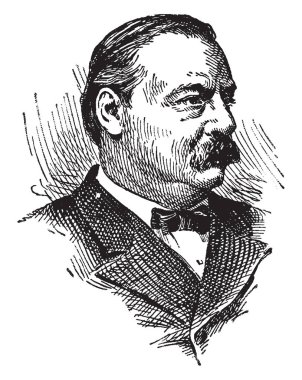 Bir ABD'li politikacı ve avukat, Amerika Birleşik Devletleri, New York, vintage çizgi çizme veya oyma illüstrasyon Valisi 22 ve 24 Başkanı Grover Cleveland, 1837-1908, o oldu