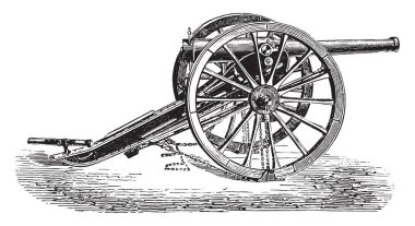 90 mm silah, 1877 modeli, vintage kazınmış şekil alan. Endüstriyel ansiklopedi E.-O. Lami - 1875