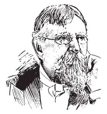 General Lew. Wallace, o 1827-1905, oldu bir Amerikalı bir avukat, Birliği Genel, New Mexico toprakları, politikacı ve yazar, vintage çizgi çizme veya oyma illüstrasyon Valisi