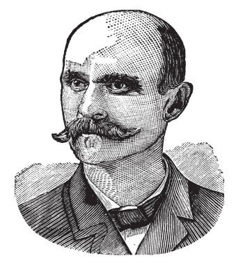 Edgar Wilson Nye, 1850-1896, o bir Amerikan humourist, kurucu ve Editör Laramie Boomerang, vintage çizgi çizme veya oyma illüstrasyon yapıldı.