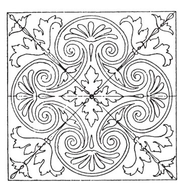 Rönesans Kare Panel Spoleto, vintage çizgi çizme veya oyma illüstrasyon bir katedral bulunur.