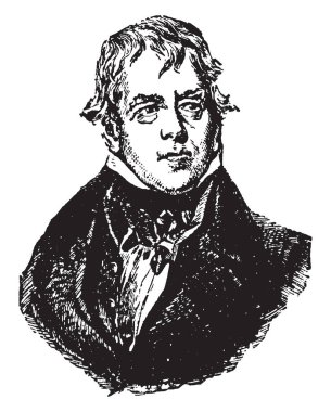 Sir Walter Scott, 1771-1832, o bir İskoç tarihi romancı, oyun yazarı ve şair, vintage çizgi çizme veya oyma illüstrasyon yapıldı.