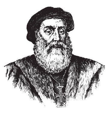Vasco Da Gama, 1460-1524, o Portekizli kaşif ve ilk Avrupa Hindistan deniz, vintage çizgi çizme veya oyma illüstrasyon ulaşmak için yapıldı.